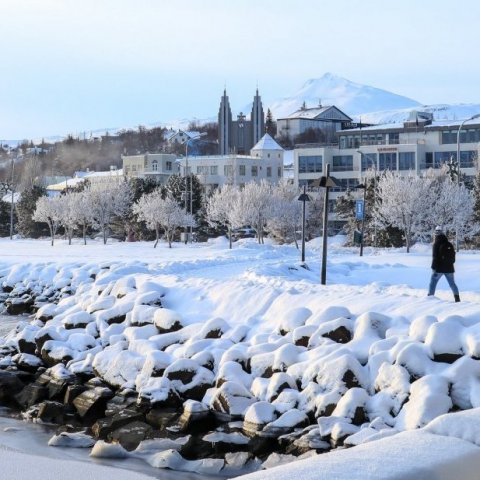 Akureyri Church and Mt. Súlur