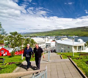 Walking up to the Akureyri Curch