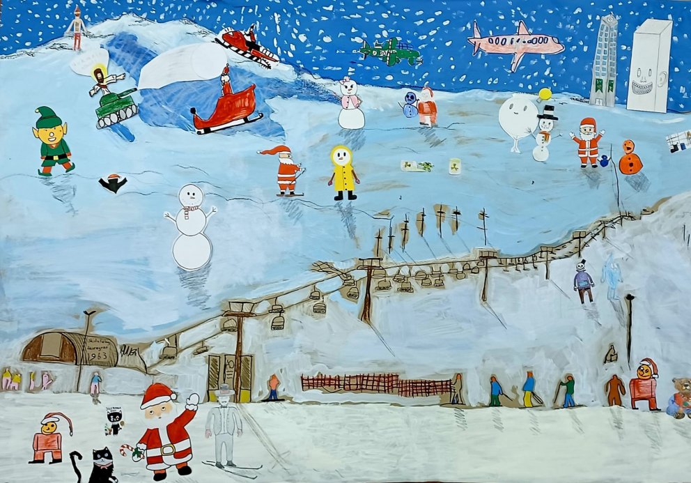 Artwork of the ski area made by students at Brekkuskóli school under guidance of their teacher Brynh…